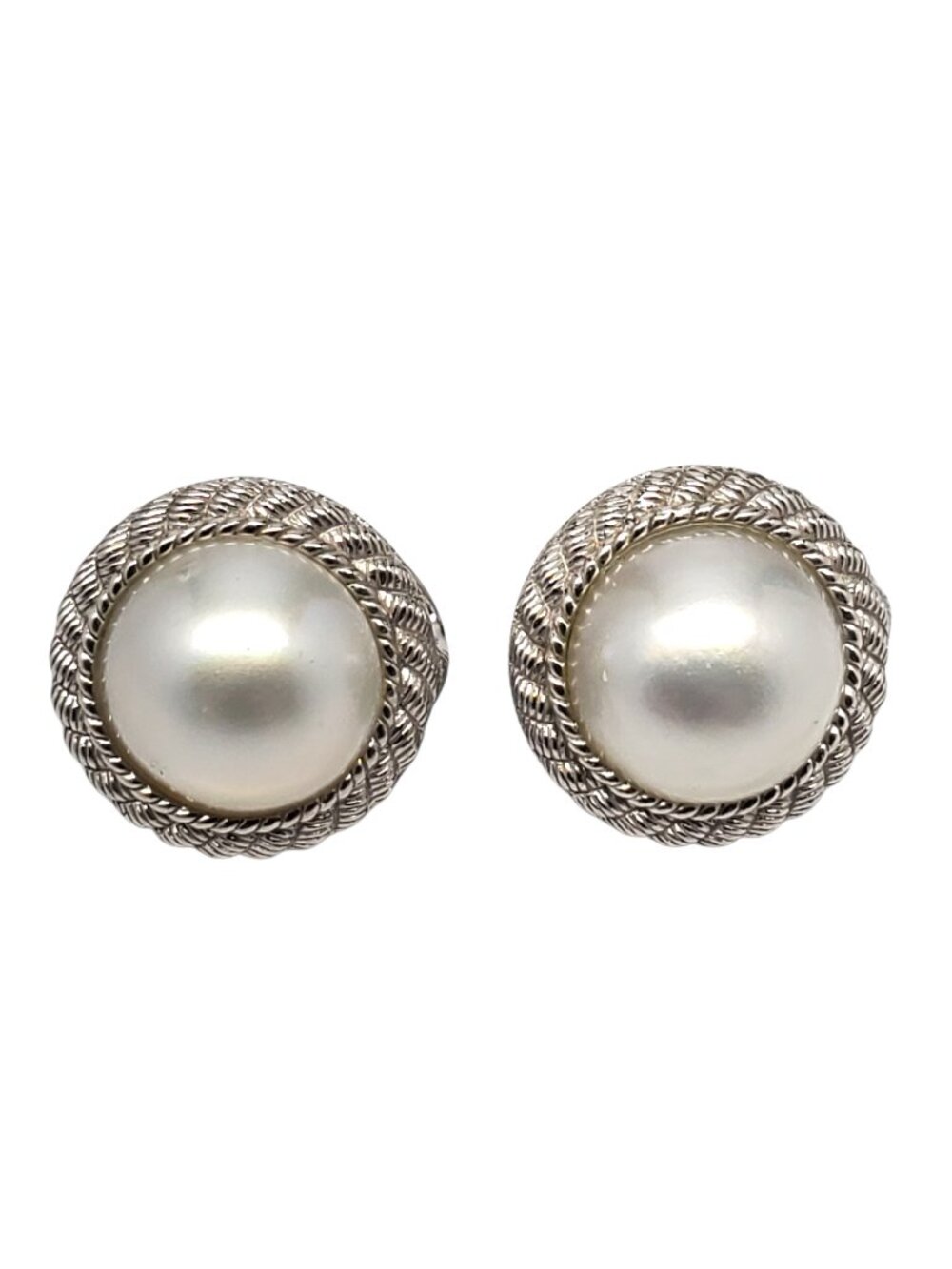 Judith Ripka Sterling Silver Mabe Pearl Rope Drop Earrings #24196